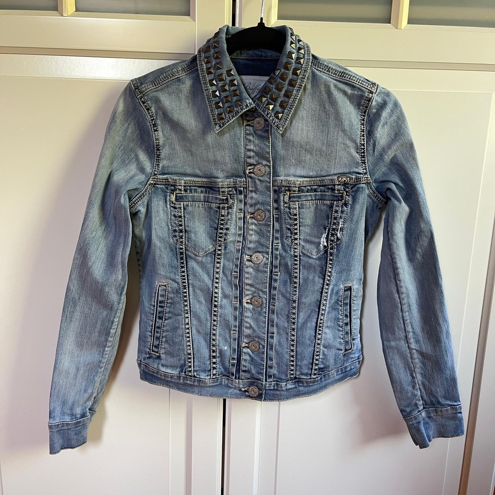 Buffalo David Bitton Ladies Denim Jacket With Studded Collar